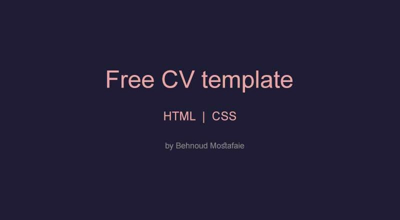 Free HTML minimal CV template
